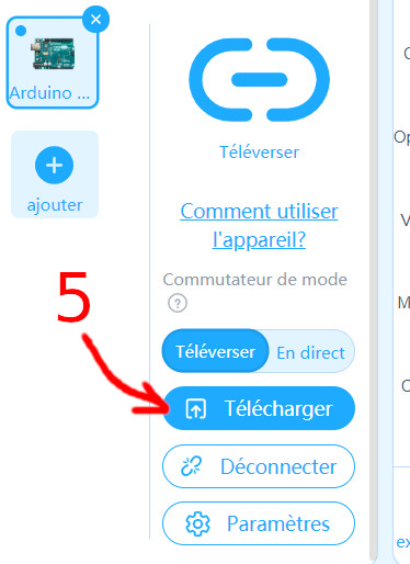 5: téléverser sur la carte